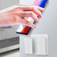 Organizador Multifuncional De Pared Para Bocinas Y Teléfonos Móviles 4 Piezas Soporte Para Control Remoto De TV Y Carga Sin Furar - details 3