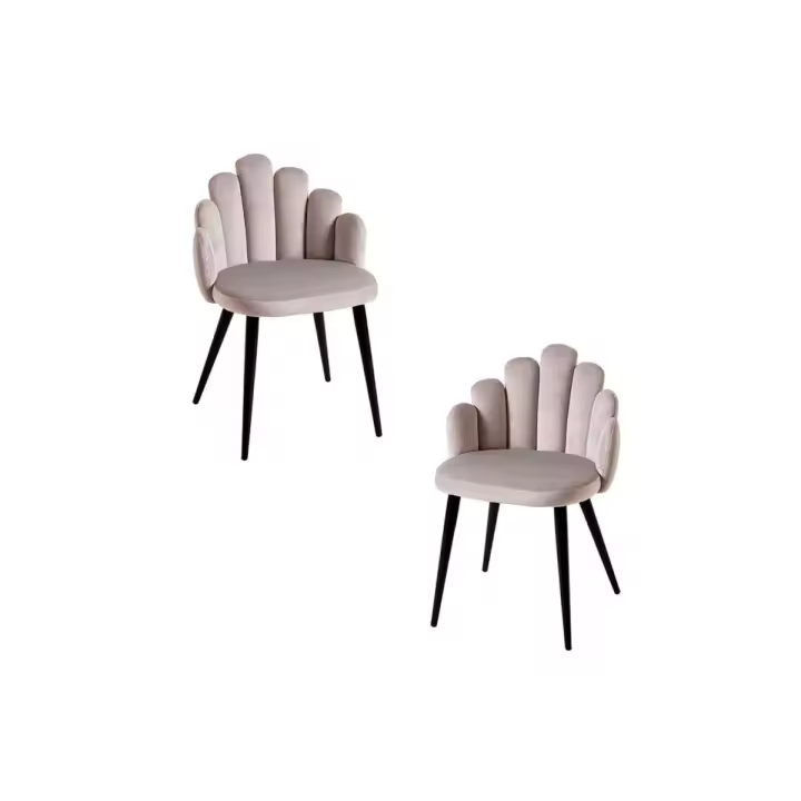 Pack 2 Sillas Hand Terciopelo Patas Negras - Gris - 1