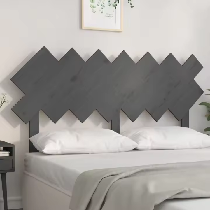 vidaXL Cabecero de cama madera maciza de pino gris 151,5x3x81 cm - 1