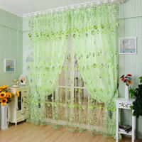 Cortina De Ventana Moderna Tulipán 1Pc Para Sala De Estar Dormitorio Cocina Decoración De Hogar Translúcida De Poliéster - details 3