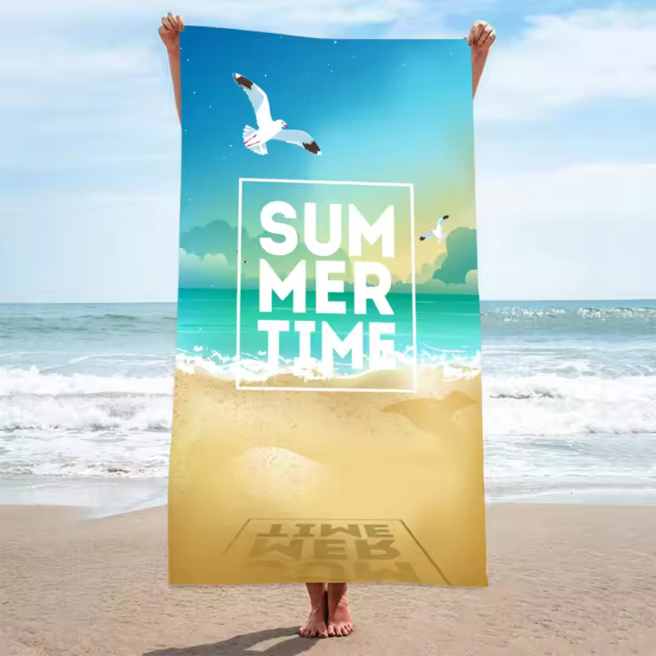 Toalla de playa de microfibra de poliéster finamente tejido, toalla de baño estampada cepillada, toalla de playa absorbente - 1