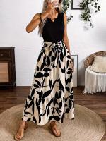 Vestido A-Line De Pies Largos Con Estampado Floral Casual De Cintura Alta Para Primavera Y Verano Estilo De Vacaciones Exóticas Elegante - details 1