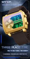 Reloj De Cuarzo Para Hombre SANDA 6163 Con Pantalla Dual Resistente Al Agua Y Contador De Retroceso En Acero/Librea/Rubber - details 0