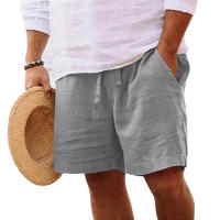 New Mens Cotton Solid Color Short Lightweight Gym Pants Linen Beach Shorts Men Jogging Sport Large Short Homme - details 6