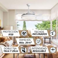 Ventilador de Techo con Luz LED 72W – Motor DC Silencioso – Aspas Retráctiles – 6 Velocidades, Luz Cálida, Día y Fría (3000K-4000K-6000K) – Temporizador – Ø102 cm, Mando Incluido [Clase de eficiencia energética E] - details 3