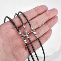 Cadena De Goma Negra Acero Inoxidable Con Hebilla De Langosta Para DIY Colgante De Collar Hecho a Mano Tamaño 45/50/55/60cm - details 4