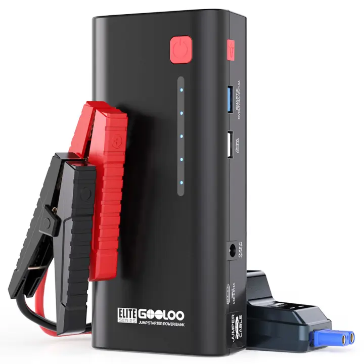 Arrancador de batería de coche multifuncional, bomba de aire de 13200mAh,GOOLOO GE1200 Jump Starter, corriente máxima de  arrancador de batería para auto de 12V, luz LED - 1