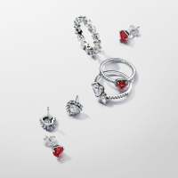 Anillo PANDORA Corazón Rojo Brillante - Corazón Rojo en Relieve - Pandora Timeless - Plata de primera ley - 198421C02 - details 4