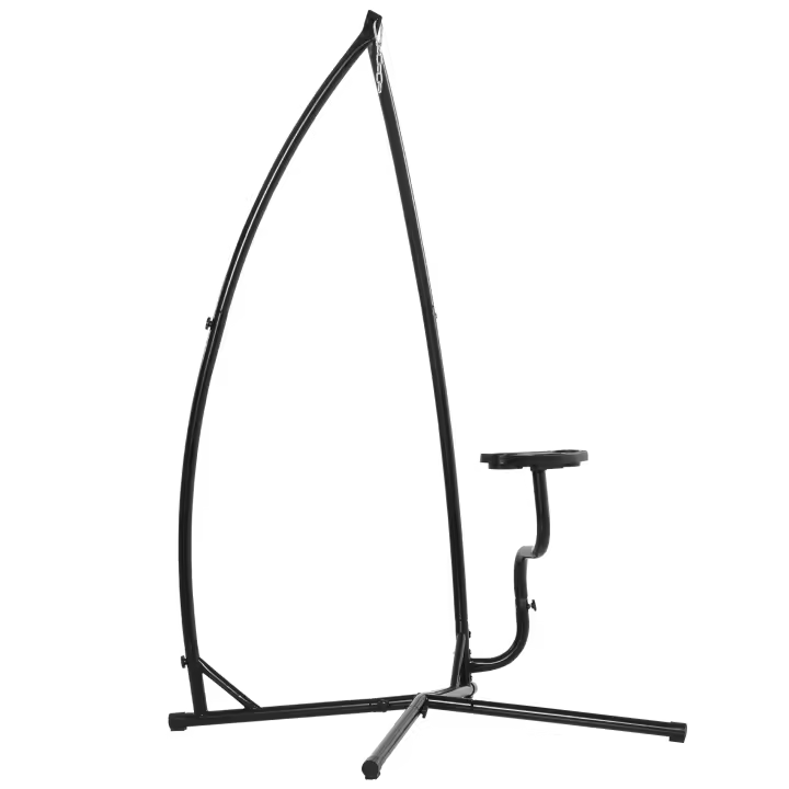 Outsunny Soporte para Silla Colgante 190 cm Sostén para Columpio con Mesita Lateral Carga Máx. 120 kg Estructura de Metal para Patio Jardín Negro - 1