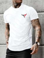 Camiseta De Algodón 100% Para Hombre Verano Con Estampado De Toro Cuello Redondo Manga Corta Casual Grande Y Suelta - details 1