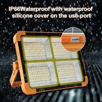 100W Foco LED Recargable, Foco LED Bateria 336 LEDs/Panel Solar/ 4 Modos de Luz/Batería Externa de 16500mAh/ Base Magnética, Ideal para Camping, Trabajo, Pesca - details 2