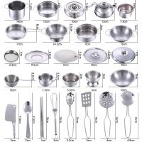 Juego de 16 piezas de juguetes de cocina de imitación para niños, utensilios de cocina, ollas y sartenes, Regalos, juguetes anticaída de Maple inoxidable para niños y niños. - details 0