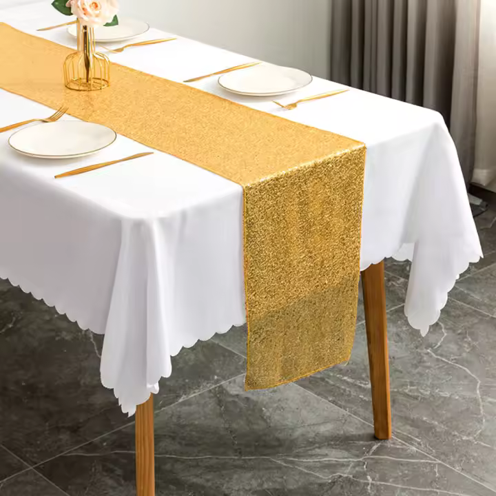 Mantelos De Lentejuelas Brillantes Para Decoración De Bodas Cumpleaños Baños De Lujo Fiesta Navidad Personalizados De Poliéster 100% - 1
