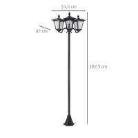 Outsunny Farol Solar de Jardín con 3 Luces LED Impermeable IP44 para Camino Patio Acero Inoxidable 51,5x47x182,5 cm Negro - details 2