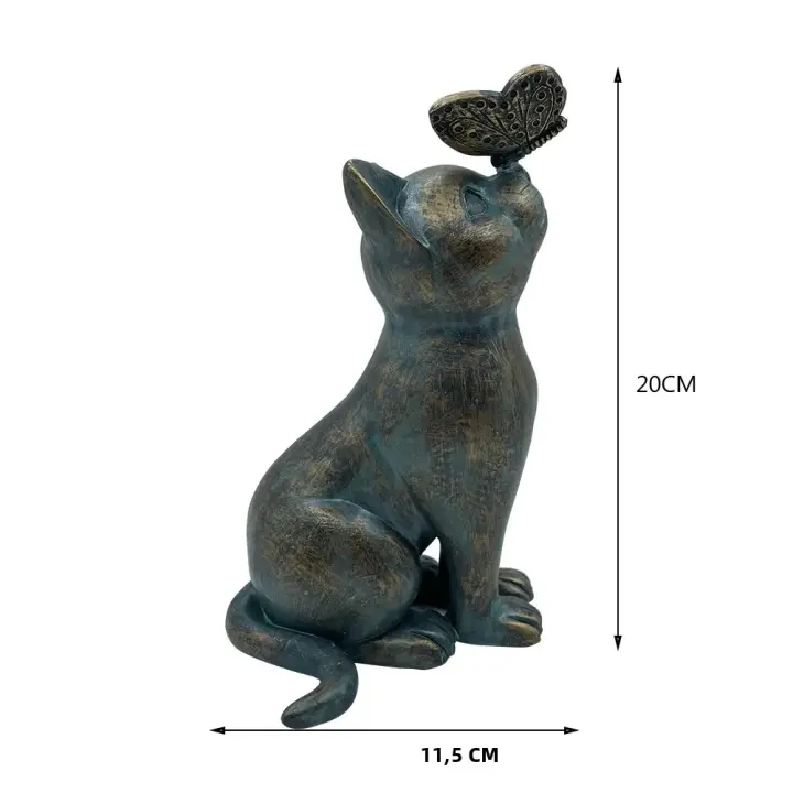 Estatua De Gato Con Mariposa En Resina Para Jardín Decoración Exterior Escultura Animal Decorativa Suministros De Jardín - 1