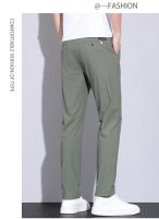 Pantalones Casuales Para Hombre De Seda Helada Verano Alta Elasticidad Suave Cómodo Negocios Rectos De Alta Calidad Talla Mediana Color Caqui - details 12