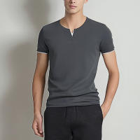 Camiseta De Hombre Verano Manga Corta Estilo Casual Algodón Ajustada V Cuello Secado Rápido Running Top Basic Fitness - details 2
