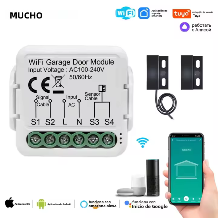 Interruptor Inteligente Tuya Zigbee/WiFi Para Puerta De Garage Controlador Módulo Con Control Remoto De Voz Compatible Con Alexa Y Google Home - 1