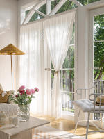 Cortina Adhesiva Semi-oscurecedora 1pc Instalación Sin Perforar Blanca Para Balcones Dormitorio Ventana De Baía Material De Poliéster - details 4