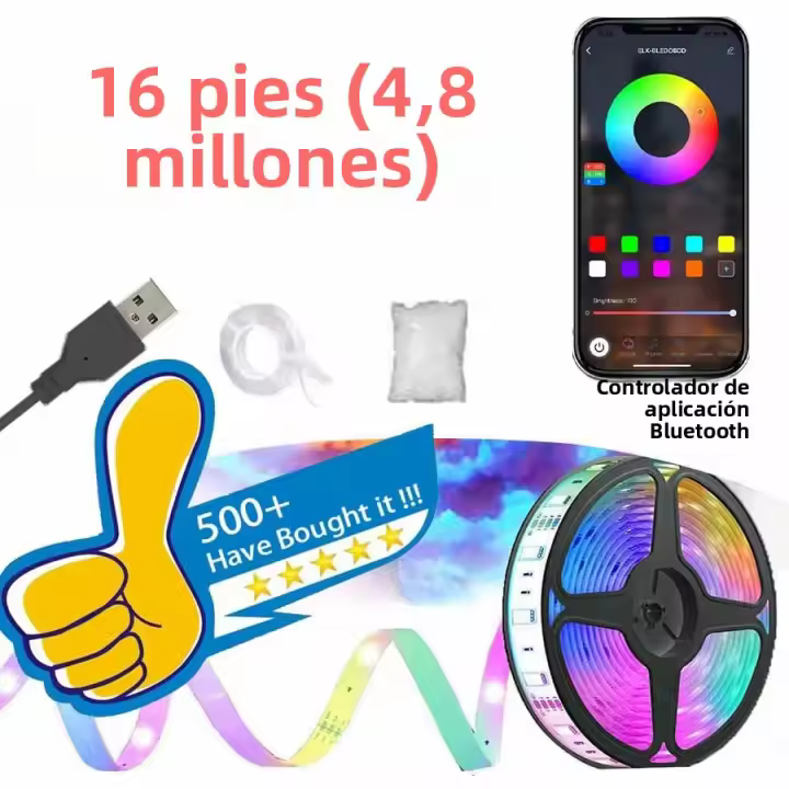 Tira De Luces LED 3D Nublado De 64FT Control Por App Bluetooth 256 Colores Música USB Iluminación De Ambiente Para Dormitorio Y Game Room - 1