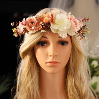 Diadema De Flores Multicolor Y Atractiva Para Novia Diseño Romántico Para Mujeres Adornos De Boda Hecho De Otros Material - details 0