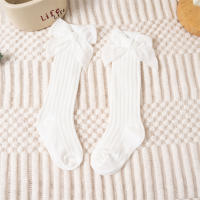 Calcetines Largos Para Bebés Niñas Con Lazo Grande Algodón Suave Para Otoño Invierno Diseño Navideño Juguetón Para Niños De 0 a 8 Años - details 5