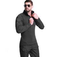 Camisa De Combate Para Hombre Con Manga Larga Y Cierre De 1/4 En Poliéster Y Algodón Ropa Táctica De Color Azul Marino Y Camuflaje Para Airsoft - details 9