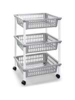MAXHOME-Carrito verdulero Modelo PLFT de plástico con 3 Niveles y Ruedas, cestas apilables portaobjetos, Frutas, Verduras, Cocina, baño ( 61 x 40 x 30 cm) - details 2