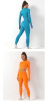 Conjunto De Yoga Fitness Sin Costuras Absorbedor De Sudor Levantamiento De Caderas Pantalones De Yoga De Cintura Alta Para Mujer Deporte Con Manga Larga Y Sudadera - details 6