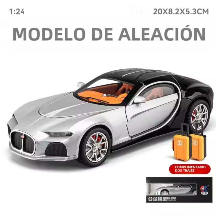 Modelo De Coche De Aleación Bugadi Atlantic 1:24 Con Sonido Y Luz Vehículos Decorativos Juguetes Para Niños Regalo Metal - 1