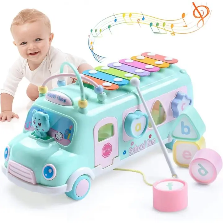 Bebé sensorial juguetes Educativos, gateando Juguetes Para Bebés, clasificador de forma, jugar 18 meses +, Niños autobús musical - 1