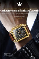 Reloj De Pulsera De Lujo Para Hombre OLEVS Cuadrado Cuarzo Resistente Al Agua Luminoso Cronógrafo De Cuero Acero Inoxidable Dial De Cristal Duro - details 6