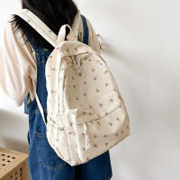 Mochila Escolar Para Niñas Estudiantes Floral Blanca Mochila De Mujer Linda Bolsa De Libros Nylon Rucksack Para Adolescentes - details 1