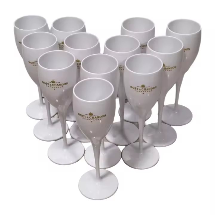 12pcs Veleros De Plástico Para Champagne Vajilla Blanca Para Bebida Adecuados Para Bares Clubes Restaurantes Hogar Fiestas - 1