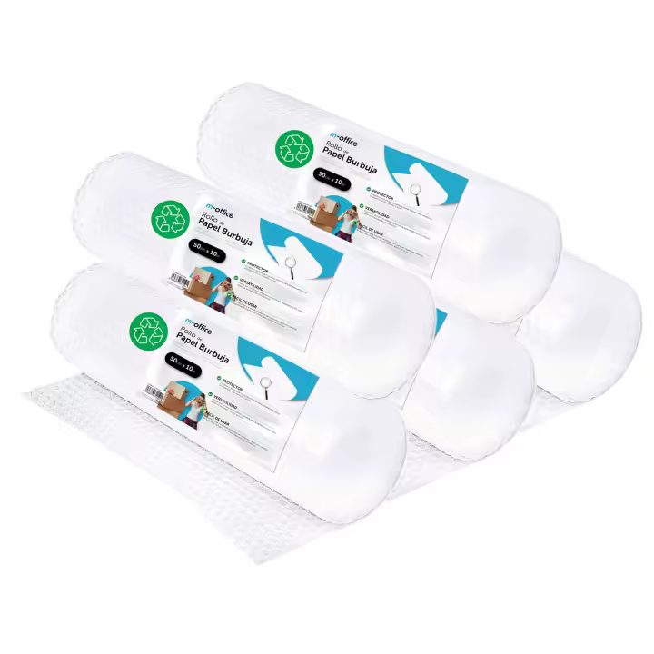 Rollo Plástico de Burbujas, Rollo de Burbujas Reciclado para Embalar, Plástico de Burbujas para Mudanzas, Embalajes y Cajas, Plástico de Burbujas para Embalaje · m-office (50cm x 10m, 5 und) - 1