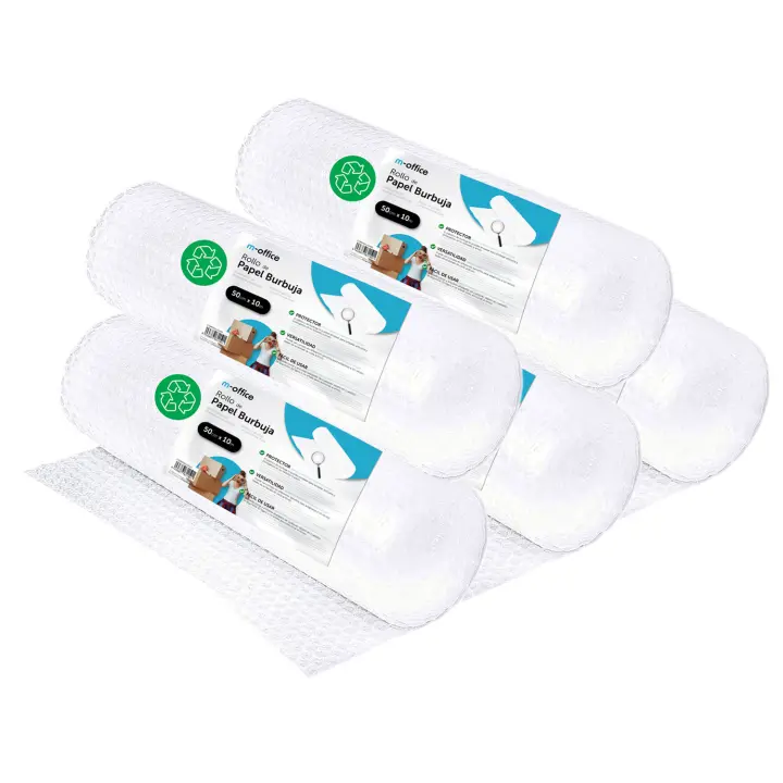 Rollo Plástico de Burbujas, Rollo de Burbujas Reciclado para Embalar, Plástico de Burbujas para Mudanzas, Embalajes y Cajas, Plástico de Burbujas para Embalaje · m-office (50cm x 10m, 5 und) - 1