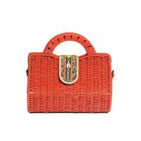 Bolso de mano de paja tejido de mimbre de ratán con asa de bambú de imitación para mujer, para verano, playa, con bandolera, colores a elegir - details 2