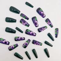 24 Piezas De Arte De Uñas Con Armadura Cada Flor Parece Ocultar Palabras Secretas De Un Jardín Mysterious Kit De Uñas Postizas De Flor Material RESIN Origen China - details 2