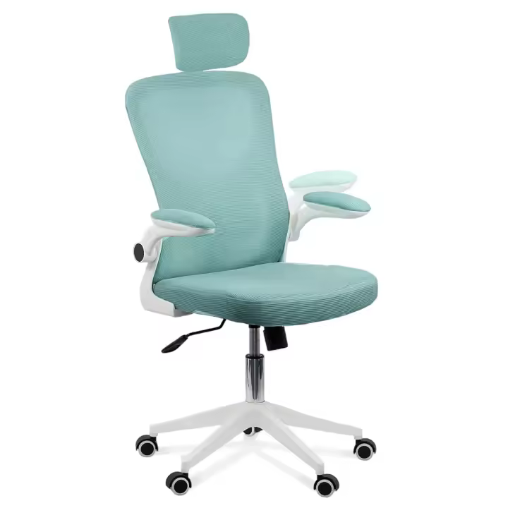 Silla Escritorio Ergonomica - Silla oficina Ajustable y Reclinable con Soporte Lumbar, Reposacabezas Ajustable, Plegables, Malla Transpirable, Ruedas Giratorias 360° Soporta hasta 120kg - Verde - 1