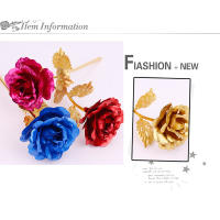 Rosa Dorada 24K Artificial Colorida Flor Metálica Regalo Único Para Las Mujeres En Día De San Valentín Con Caja De Regalo Decoración - details 6