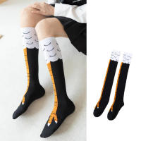 Calcetines Largas Pierna De Pollo Divertidos Dibujos Animados De Terciopelo Para Mujer Calcetines De Piel De Pollo 3D Gruesos - details 0