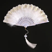 Abanico Plegable De Plumas Lolita Para Mujer Estilo Gótico Oscuro Decoración De Fiesta Y Boda Accesorio De Fotografía - details 3