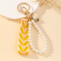 1Pc Encantador Lanyard De Teléfono Con Perla Artificial Y Hoja Charm De Bolso Accesorios Para Mujer Uso Diario Regalos - details 4
