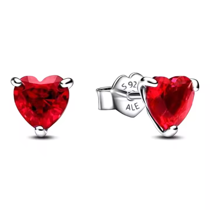 Pandora 292549C01 Pendientes Corazón Rojo en Plata de Ley - 1