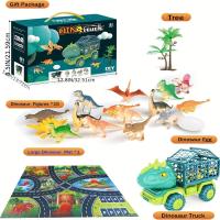Juguetes De Camión Con Dinosaurio Triceratops Matriz De Actividades Grande Juego De Dinosaurios Con Huevos Para Niños Y Niñas - details 0