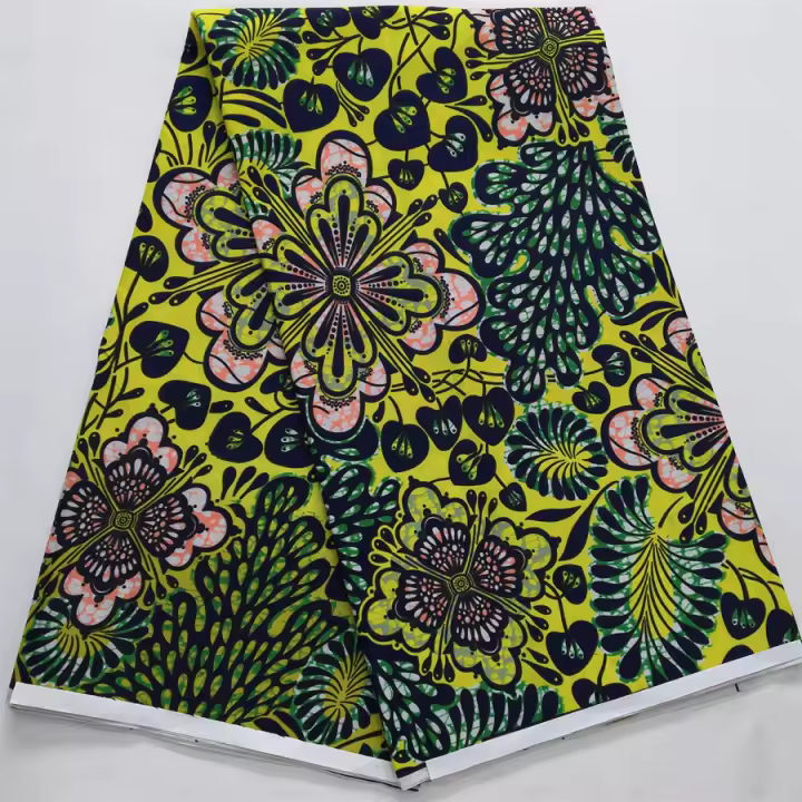 Tela De Estilo Nigéria Ghana Poliéster De Alta Calidad 6 Yardas 2025 Real Ankara Wax Lace Para Vestido De Fiesta Para Mujeres - 1