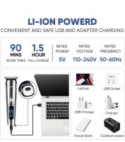NAVANINO Cortapelos Recortadora de Barba para Hombres de Cabello Nariz Corporal Todo en 1 Kit de Aseo USB Recargable, Negro - details 8