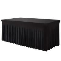 Mantel Rectangular De 6ft Con Falda De Poliéster Ajustable Negro Cubierta De Mesa De Spandex Para Mesa De 6 Pies - details 0