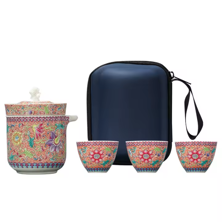 Juego De Té Portátil De Lujo Para Viajes 4 Piezas Incluye Taza De Té Y Tazas Para Invitados Kung Fu Teapot Set Para Exteriores - 1