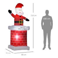 HOMCOM Papá Noel Hinchable con Chimenea Navidad Hinchable con 2 Luces LED e Inflador Eléctrico Decoración Navideña para Exteriores Interiores 80x70x210 cm Multicolor - details 2